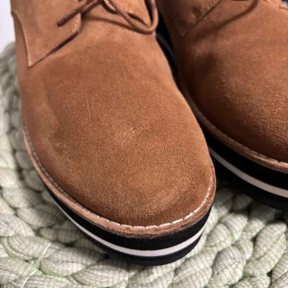Eileen Fisher Eddy Tan/Brown Suede Platform Oxford Derby Shoes